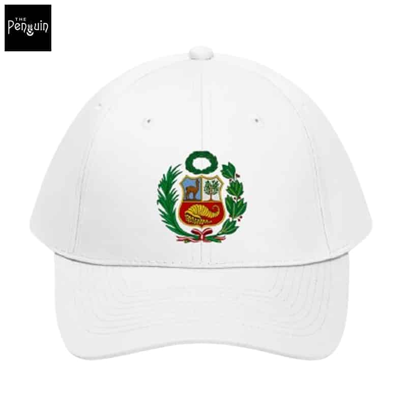 Gorra blanca con el Escudo Nacional del Perú gorra drill blanca con el escudo de peru